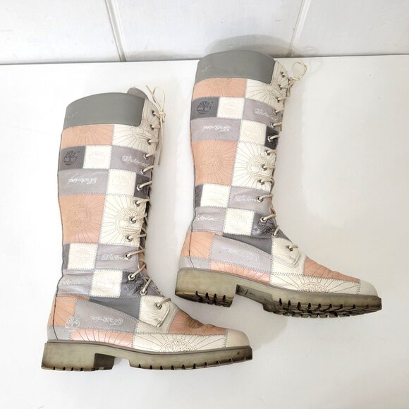 Timberland Patchwork Lace-Up Knee High Boots Size 10 - Picture 7 of 11
